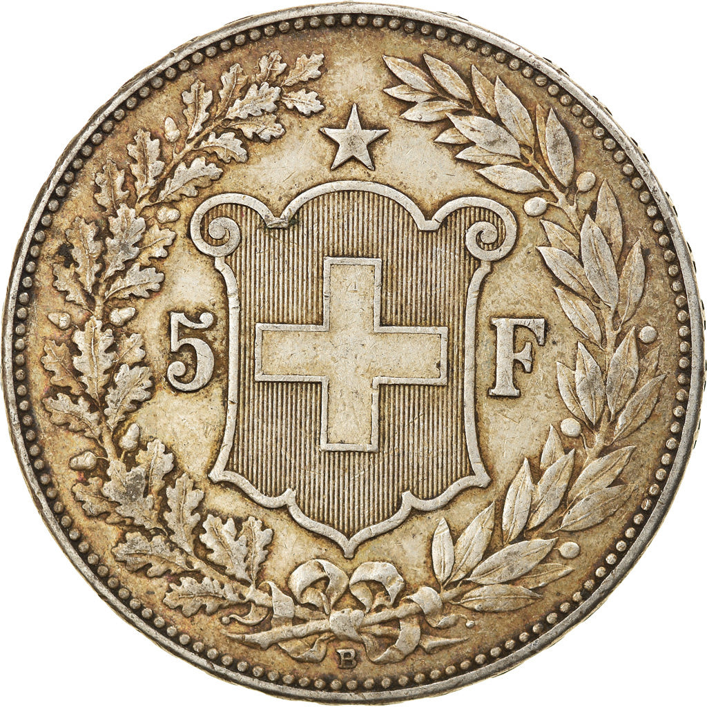 Coin, Switzerland, 5 Francs, 1908, Bern, EF(40-45), Silver, KM:34