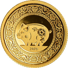Monnaie, Mongolie, Année du cochon, 1000 Togrog, 2019, FDC, Or