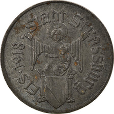 Moeda, França, Kriegsgeld, Strasbourg, 10 Pfennig, 1918, AU(50-53), Ferro