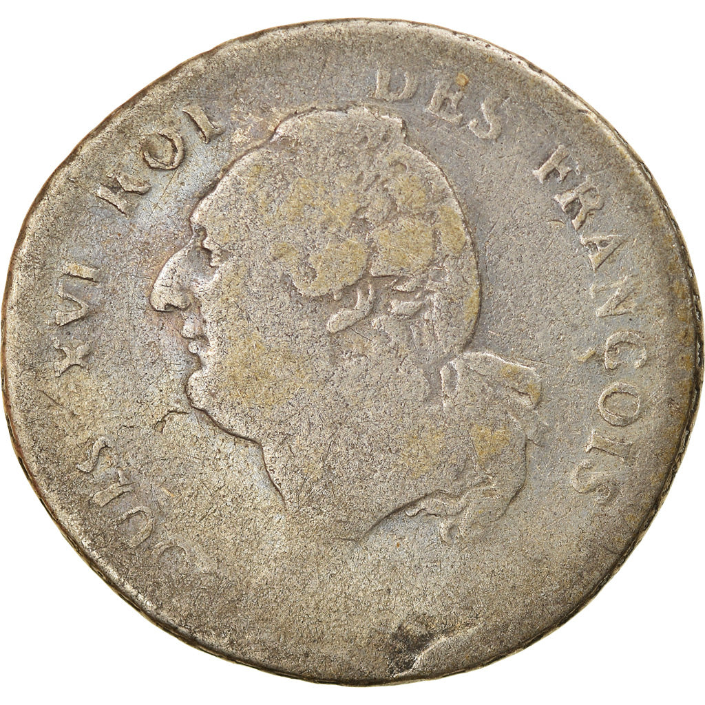 Coin, France, Louis XVI, 15 Sols, 1791, Toulouse, VF(20-25), Silver, Gadoury:36