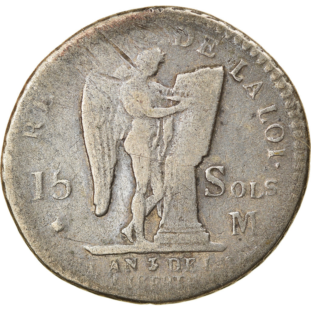 Coin, France, Louis XVI, 15 Sols, 1791, Toulouse, VF(20-25), Silver, Gadoury:36