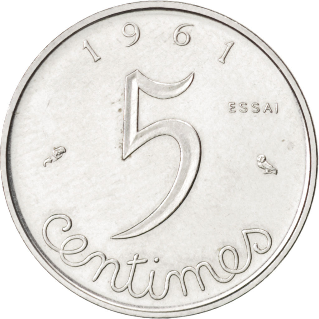 Francia, 5 Centimes, 1961, SPL, Acciaio con cromatura, KM:E104, Gadoury:174