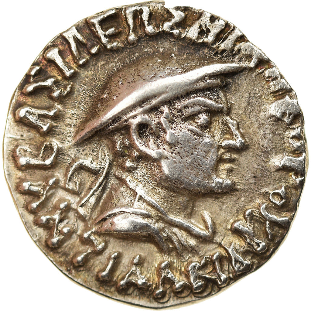 Coin, Baktrian Kingdom, Antialkidas, Drachm, 130-120 BC, AU(55-58), Silver