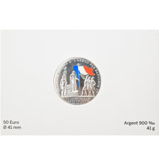 France, Monnaie de Paris, 50 Euro, Le drapeau français, 2019, MS(65-70), Silver