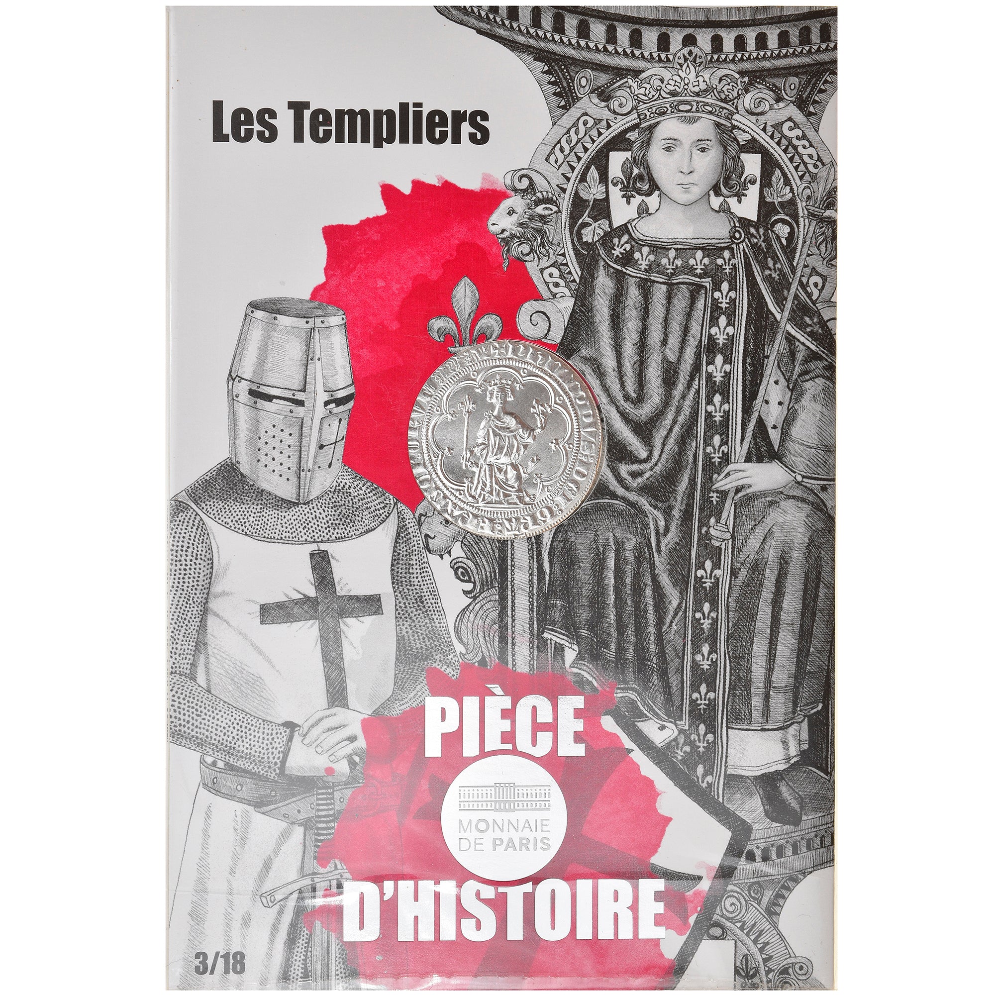 France, Monnaie de Paris, 10 Euro, Les Templiers, 2019, FDC, Argent