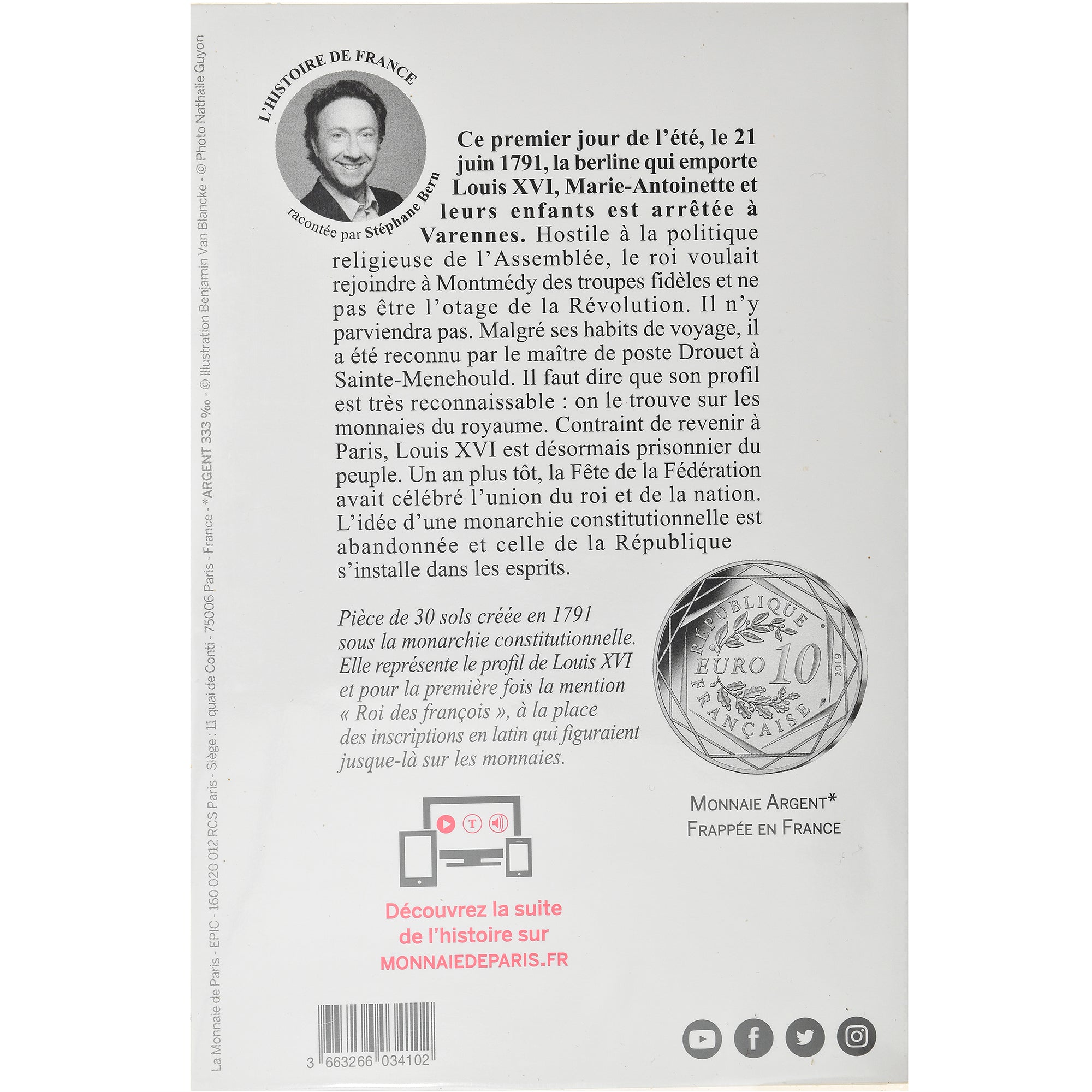 France, Monnaie de Paris, 10 Euro, Louis XVI, 2019, MS(65-70), Silver