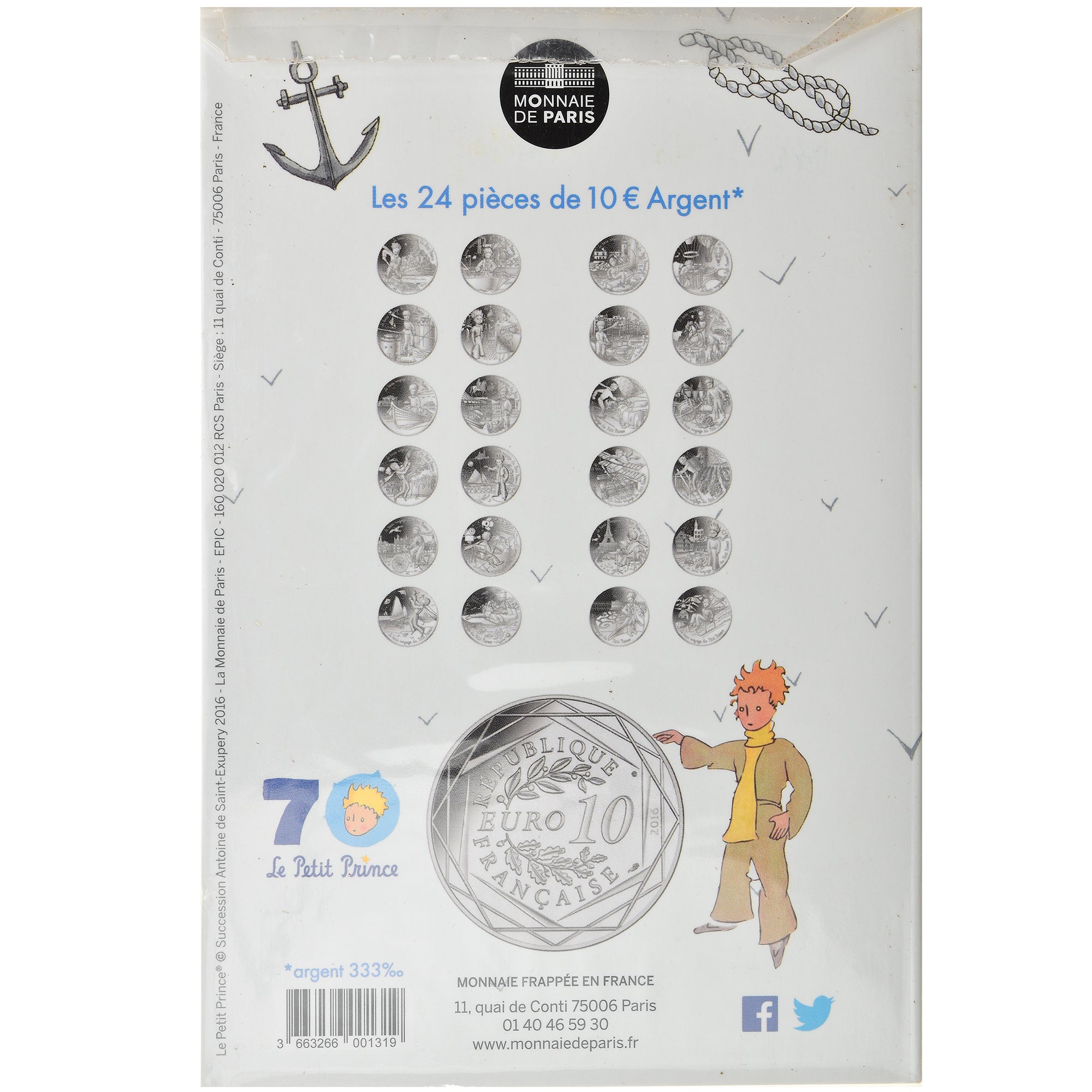 France, Monnaie de Paris, 10 Euro, Le Petit Prince fait de la voile, 2016