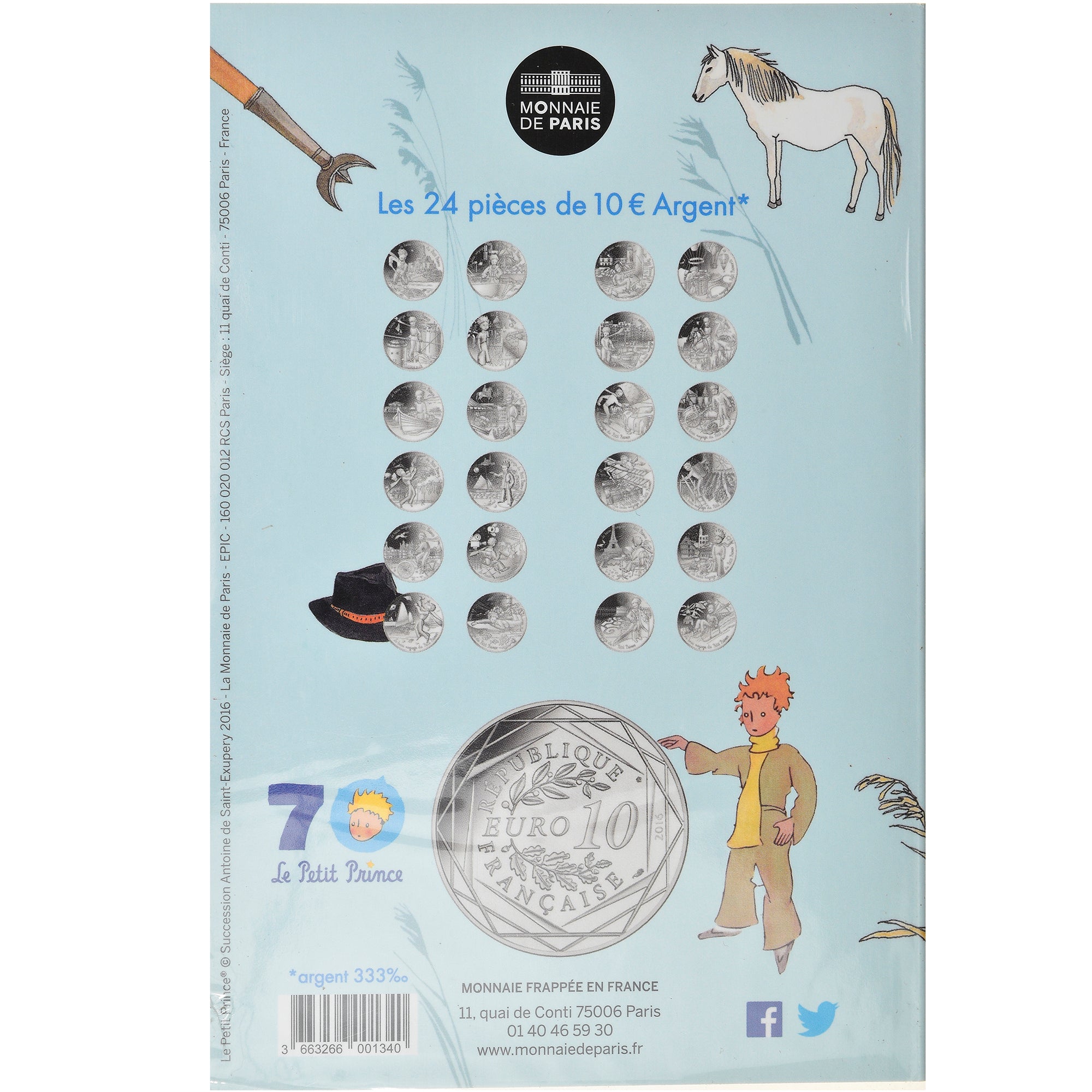 Francja, Monnaie de Paris, 10 Euro, Le Petit Prince à cheval, 2016, MS(65-70)