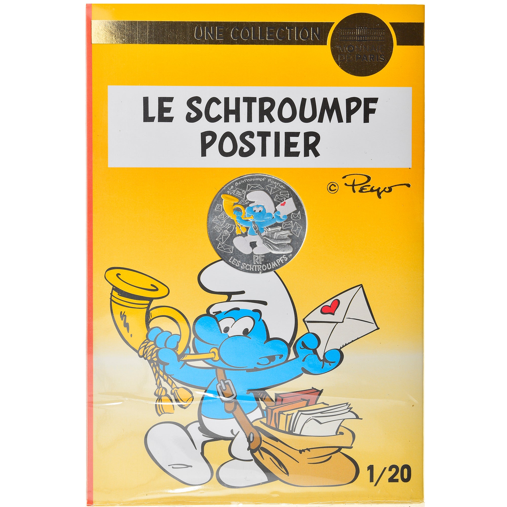 France, Monnaie de Paris, 10 Euro, Le Schtroumpf postier, 2020, Colorisé, FDC
