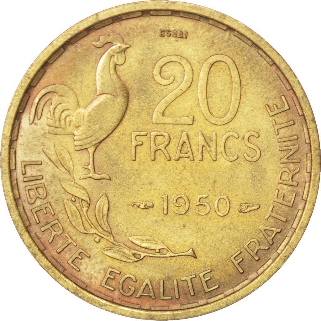 Francia, 20 Francs, 1950, SPL-, Alluminio-bronzo, KM:E93, Gadoury:865