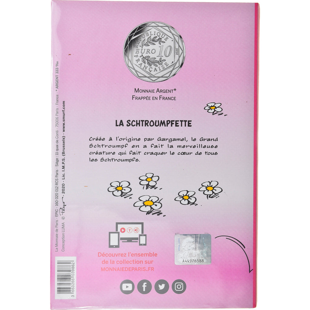 Francia, Monnaie de Paris, 10 Euro, La Schtroumpfette, 2020, Colourized, FDC