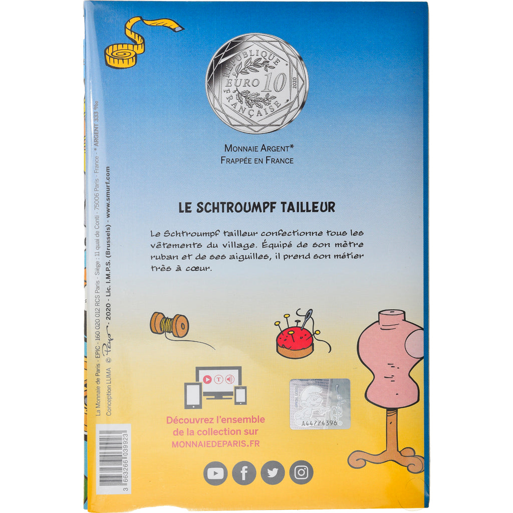 France, Monnaie de Paris, 10 Euro, Le Schtroumpf tailleur, 2020, MS(65-70)