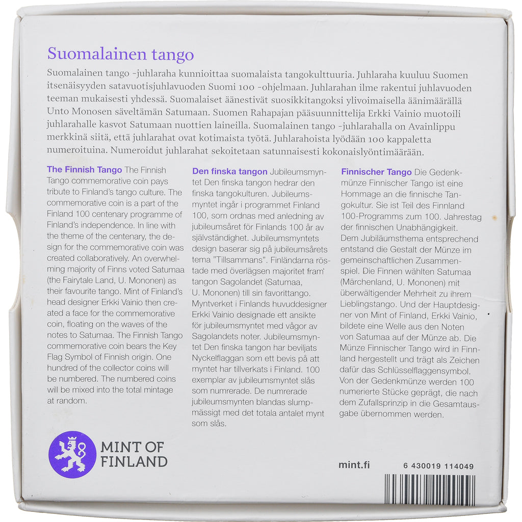 Finland, 10 Euro, Finnish Tango, 2017, MS(65-70), Silver