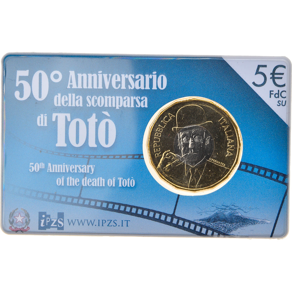 Italy, 5 Euro, Totò - Antonio de Curtis, 2017, MS(65-70), Bi-Metallic