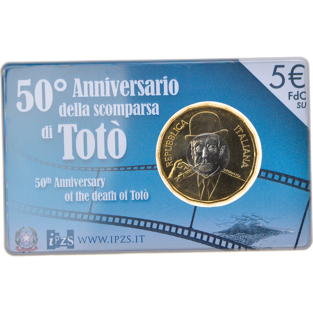 Italia, 5 Euro, Totò - Antonio de Curtis, 2017, FDC, Bimetálico