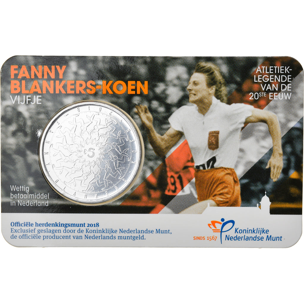 Netherlands, 5 Euro, Fanny Blankers-Koen, 2018, MS(65-70), Silver Plated Copper