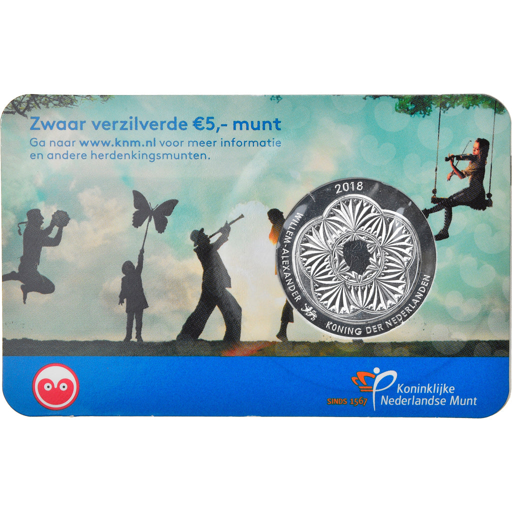 Pays-Bas, 5 Euro, Leeuwarden, 2018, FDC, Silver Plated Copper