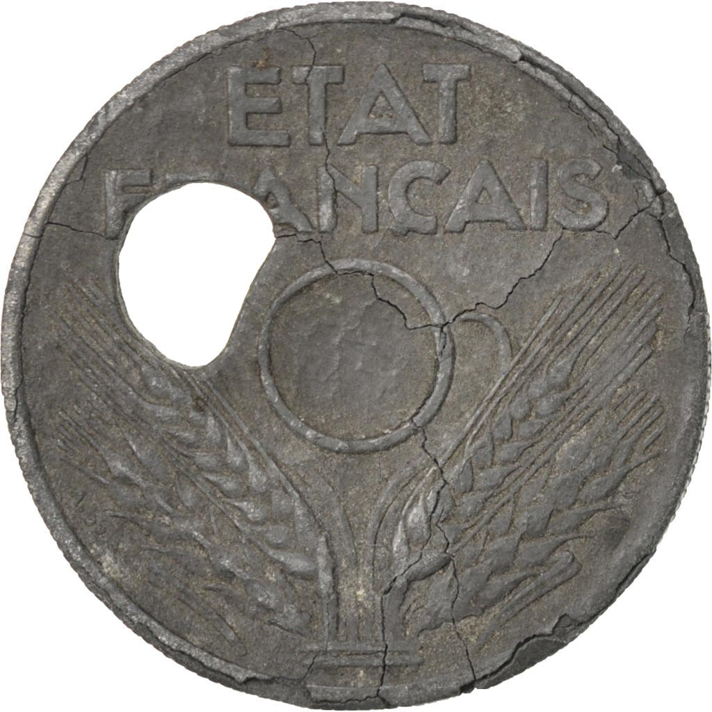 Etat Français, 20 Centimes type 20, 1941, trou décentré, KM 900.1