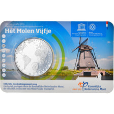Paesi Bassi, 5 Euro, Kinderdijk, 2014, FDC, Rame placcato argento