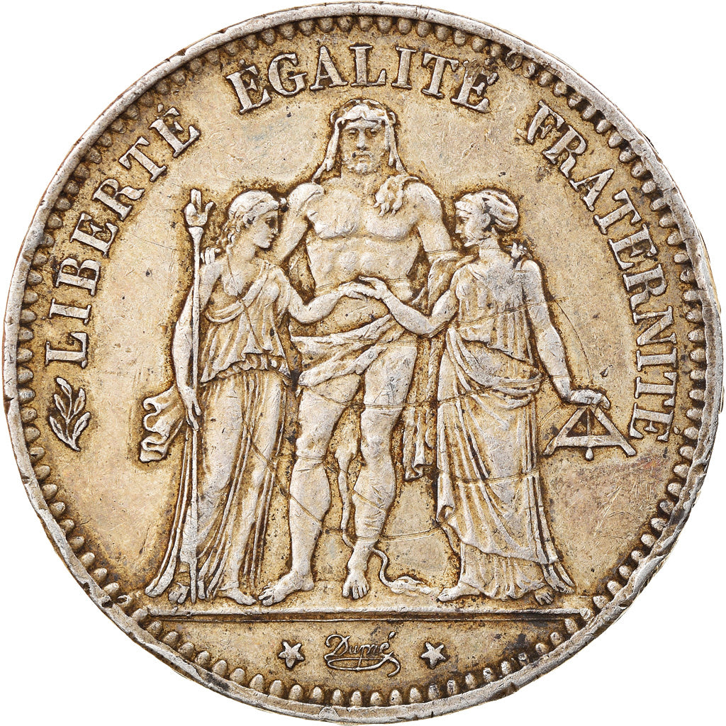 Coin, France, Hercule, 5 Francs, 1876, Bordeaux, EF(40-45), Silver, KM:820.2