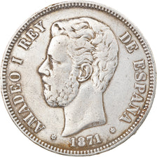 Coin, Spain, Amadeao I, 5 Pesetas, 1871, Madrid, VF(30-35), Silver, KM:666