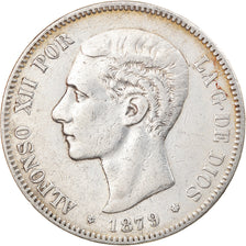 Moneta, Spagna, Alfonso XII, 5 Pesetas, 1879, MB+, Argento, KM:676