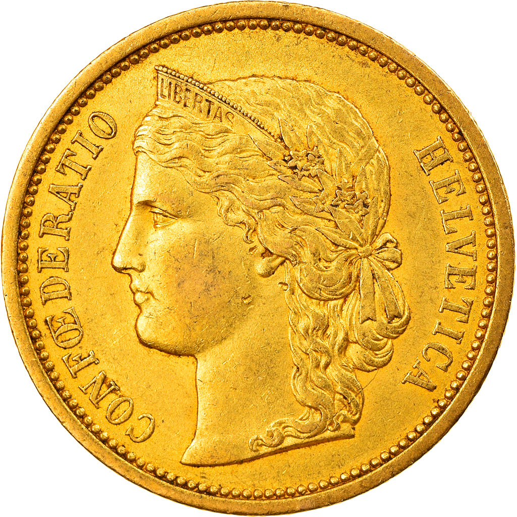 Moneda, Suiza, 20 Francs, 1883, Bern, MBC+, Oro, KM:31.1