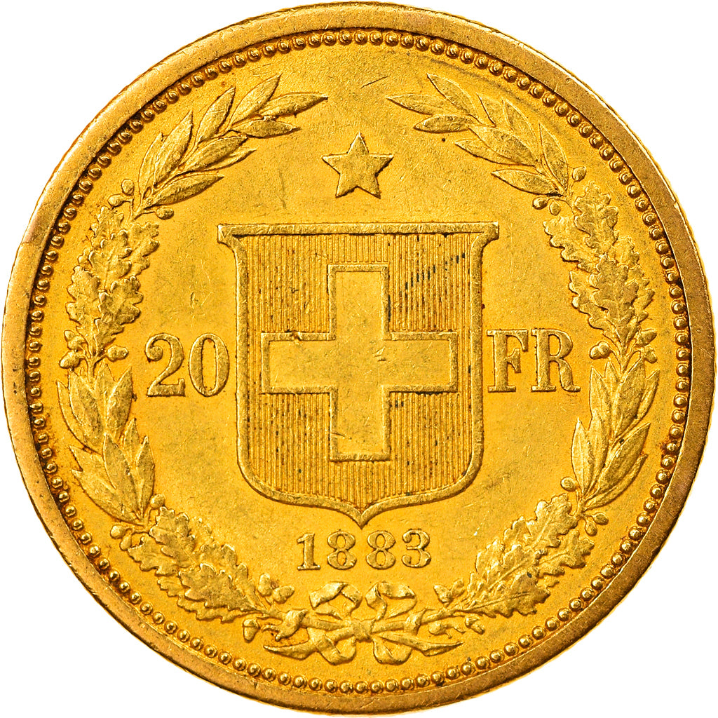 Moneda, Suiza, 20 Francs, 1883, Bern, MBC+, Oro, KM:31.1