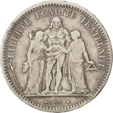 FRANCE, Hercule, 5 Francs, 1848, Lyon, KM #756.3, VF(20-25), Silver, Gadoury...