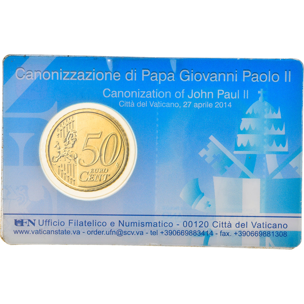 Vatican, 50 Cents, Le Pape François, 2014, MS(65-70), Nordic gold