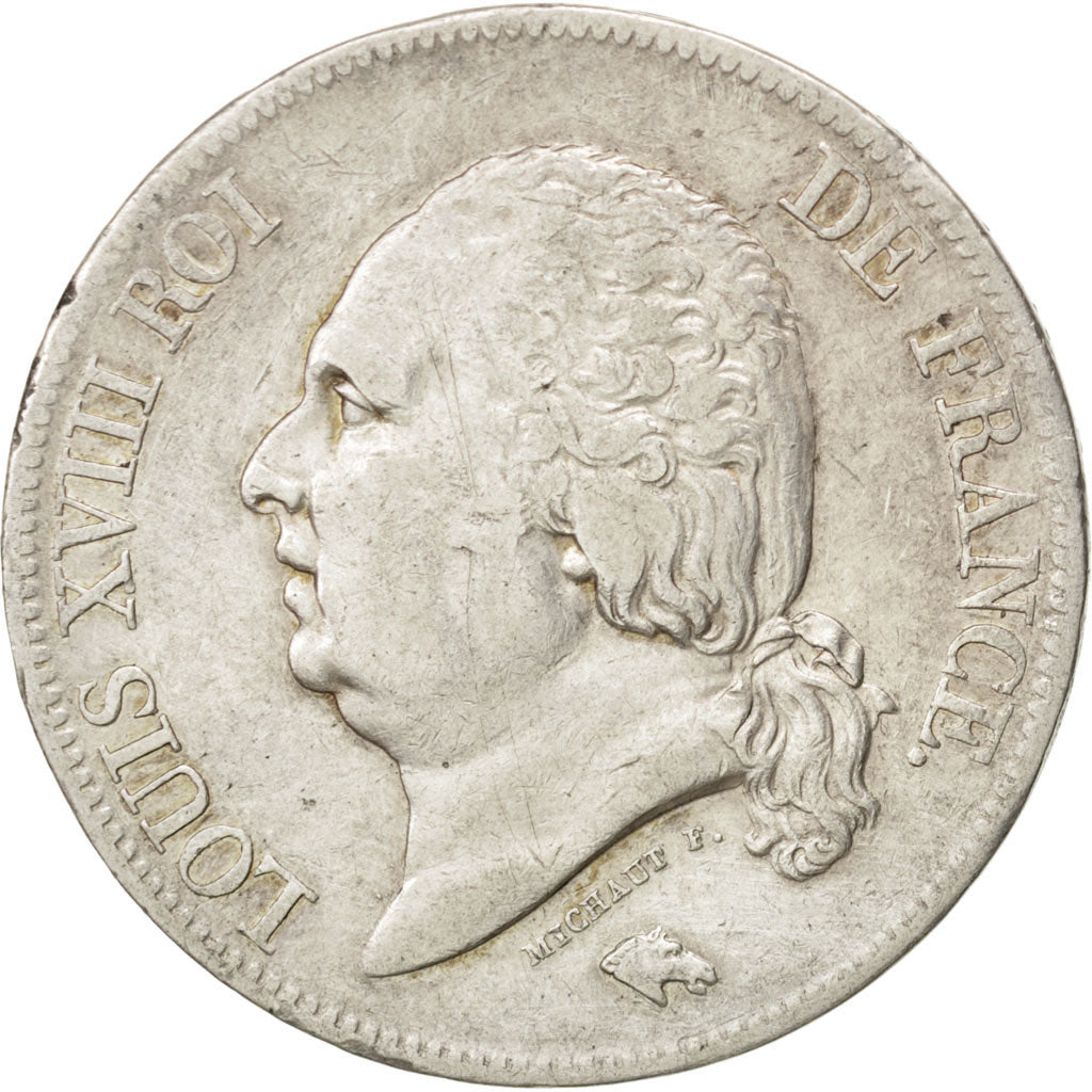 Coin, France, Louis XVIII, Louis XVIII, 5 Francs, 1824, Lille, EF(40-45)