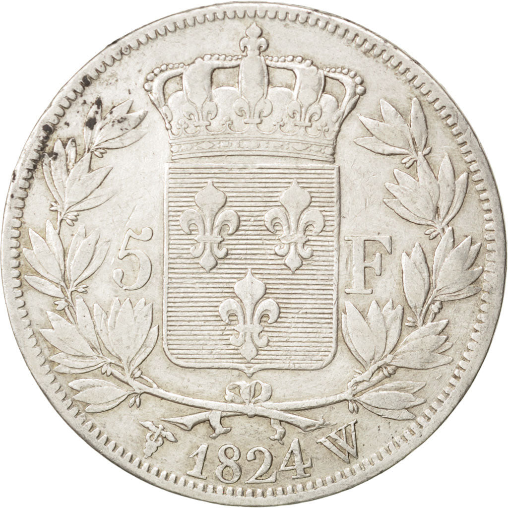 Coin, France, Louis XVIII, Louis XVIII, 5 Francs, 1824, Lille, EF(40-45)