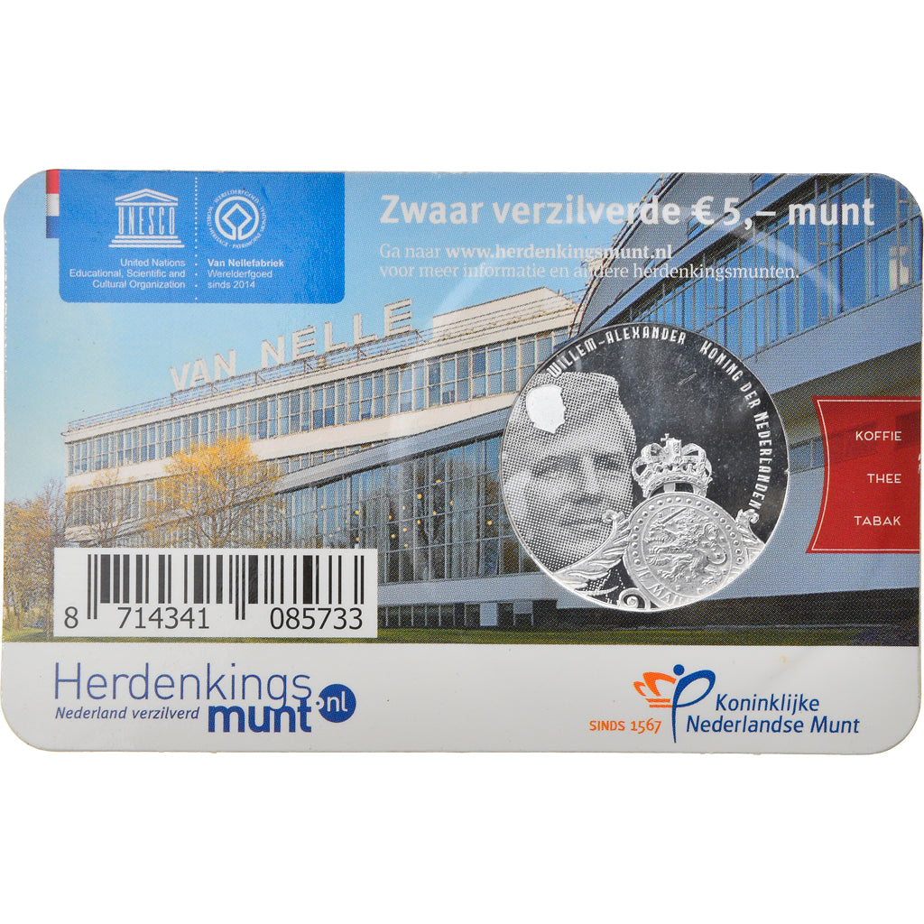 Paesi Bassi, 5 Euro, Van Nellefabriek, 2015, FDC, Rame placcato argento