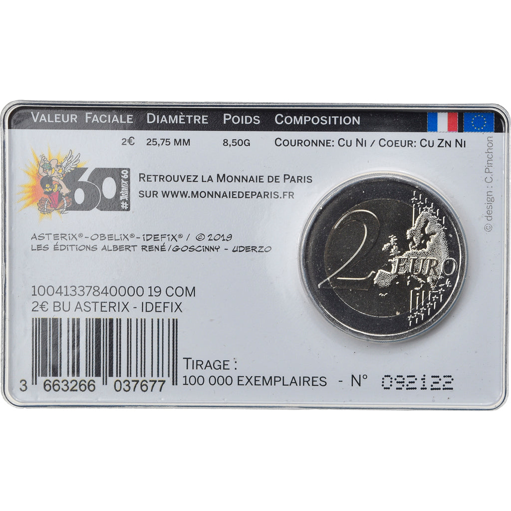 France, 2 Euro, Astérix - Idéfix, 2019, Paris, BU, MS(65-70), Bi-Metallic