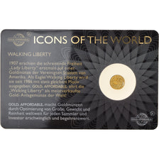 Moneda, Ruanda, Walking Liberty, 10 Francs, 2015, 1/200 Oz, FDC, Oro