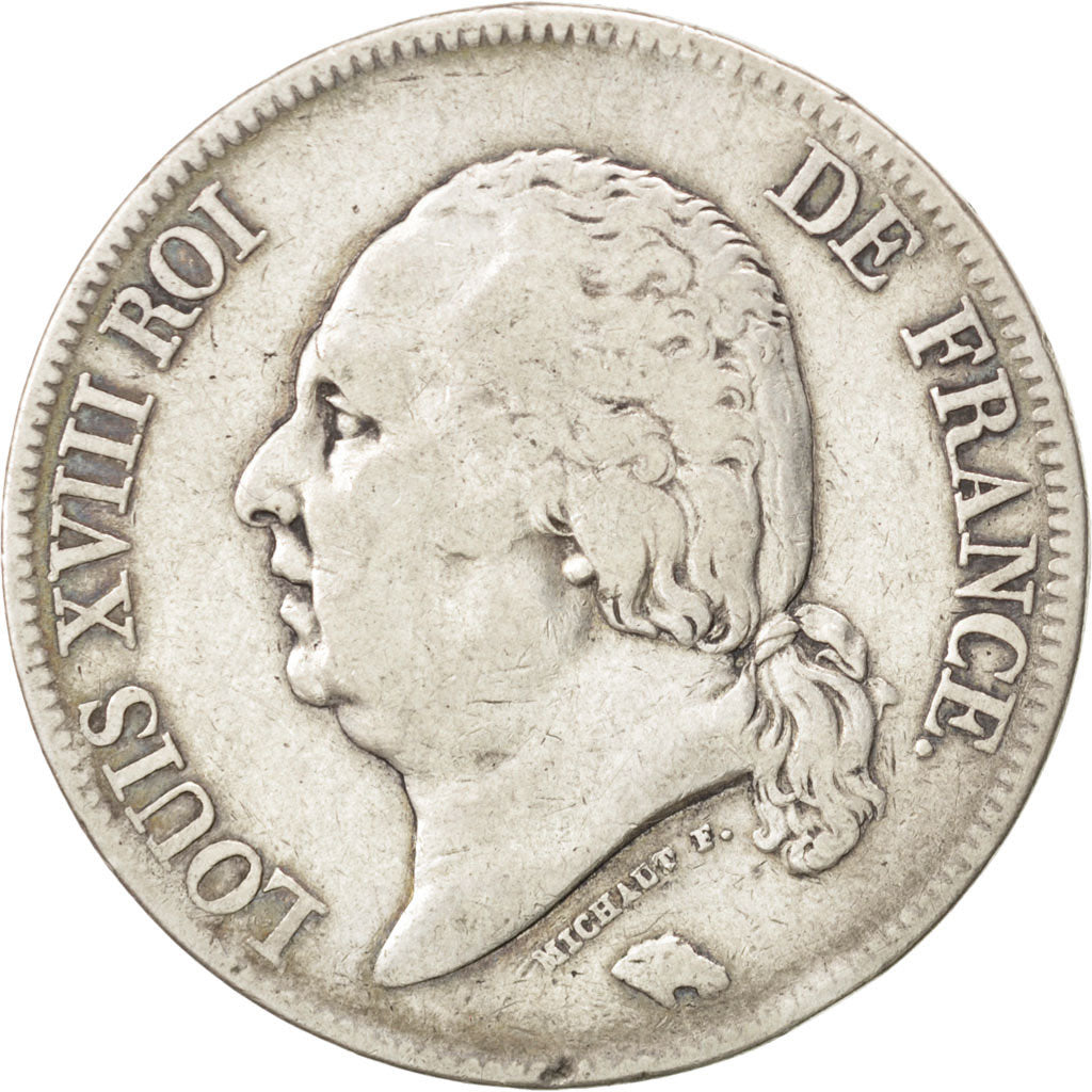 Monnaie, France, Louis XVIII, 5 Francs, 1824, Bordeaux, TB+, Argent, KM:711.7