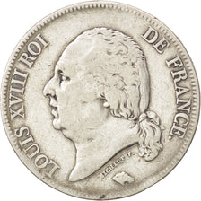 Monnaie, France, Louis XVIII, 5 Francs, 1824, Bordeaux, TB+, Argent, KM:711.7
