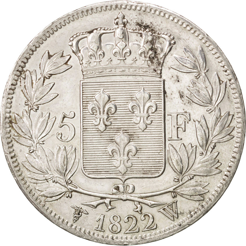 Coin, France, Louis XVIII, Louis XVIII, 5 Francs, 1822, Lille, AU(50-53)