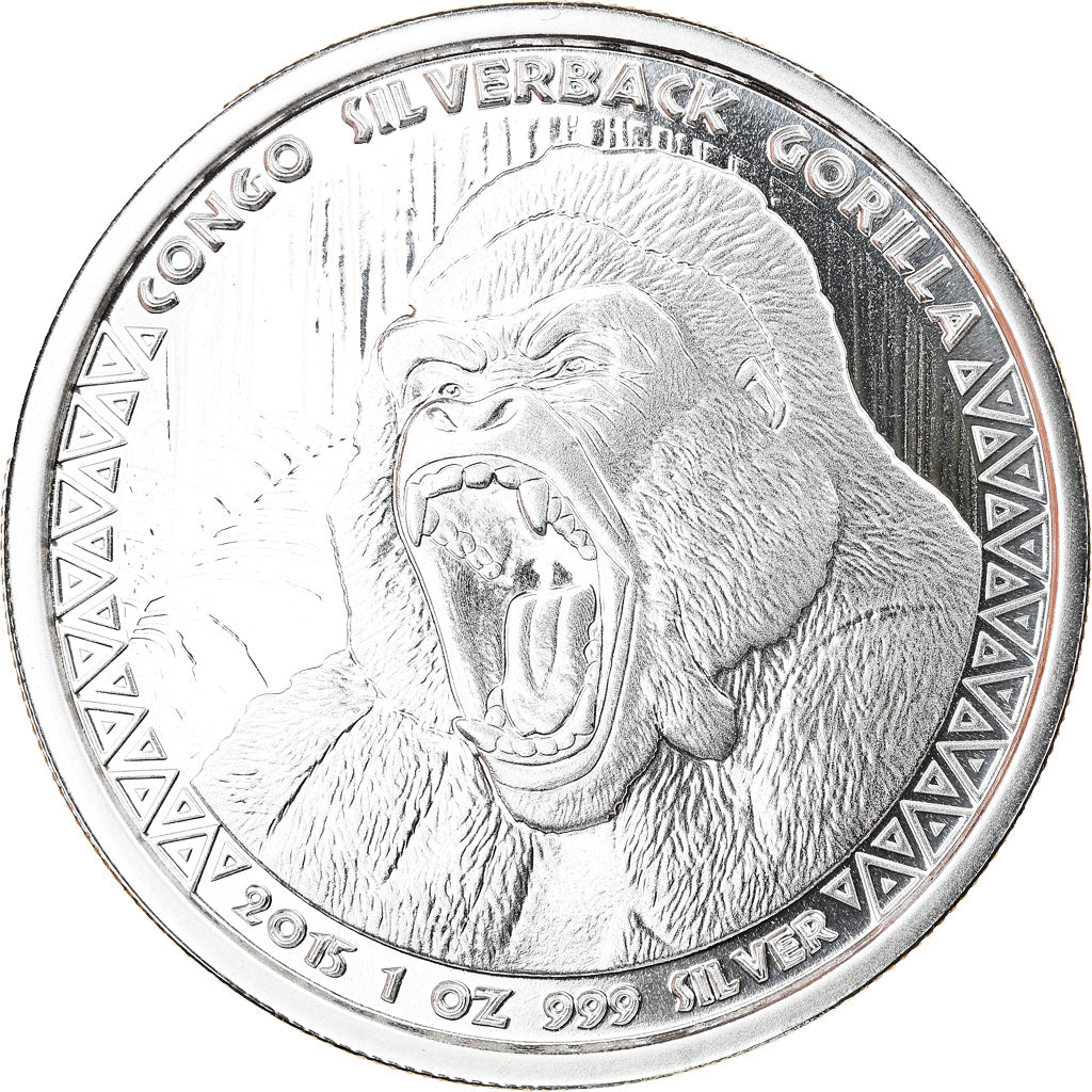 Coin, Congo Republic, Congo Silverback Gorilla, 5000 Francs CFA, 2015