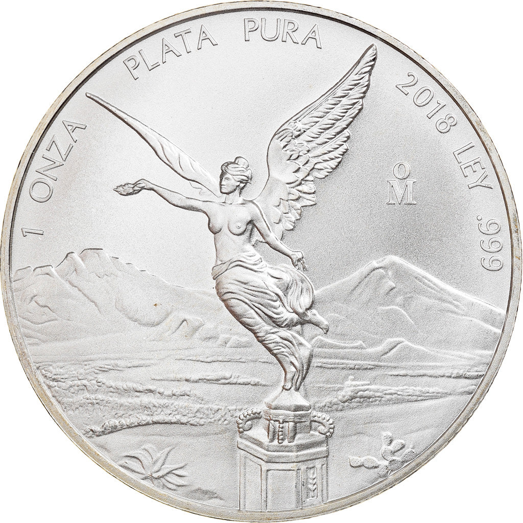 Coin, Mexico, Libertad, Onza, Troy Ounce of Silver, 2018, Bullion, MS(65-70)