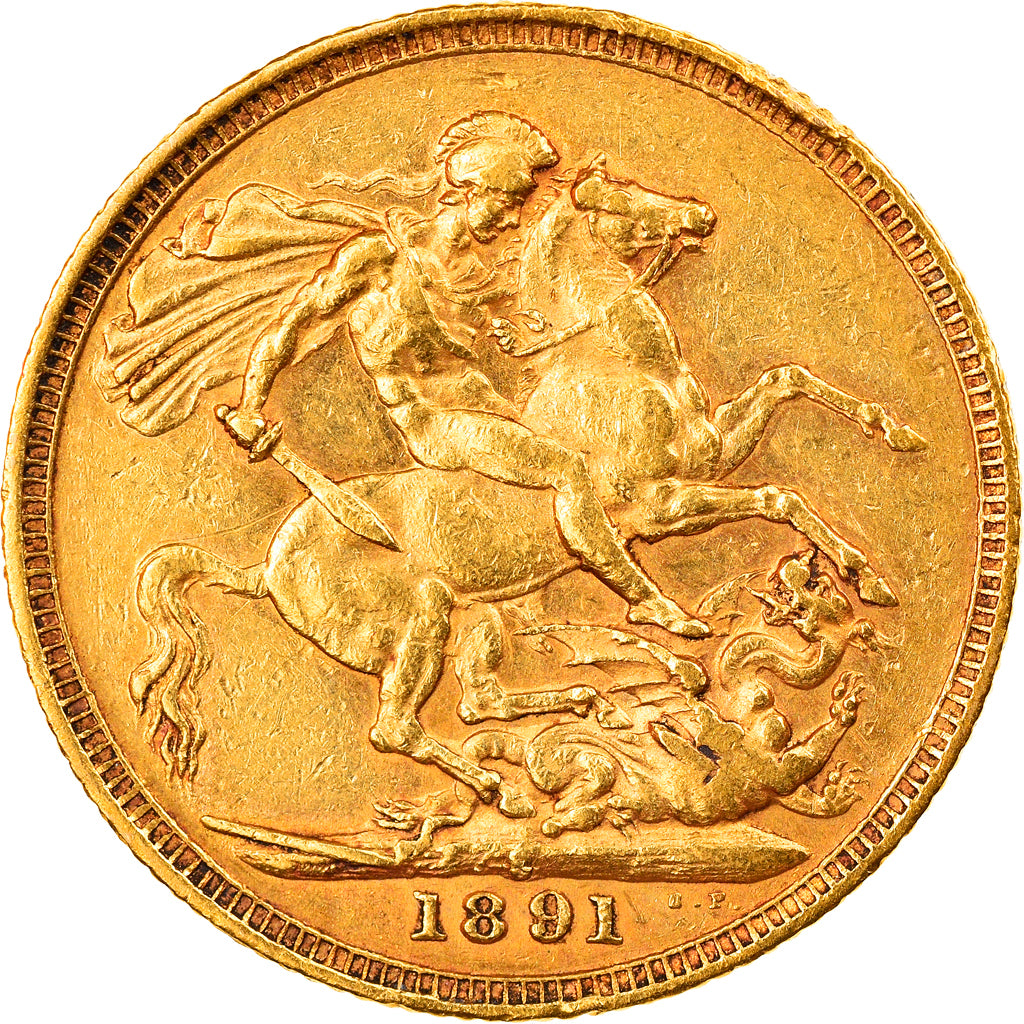 Coin, Australia, Victoria, Sovereign, 1891, Sydney, EF(40-45), Gold, KM:10