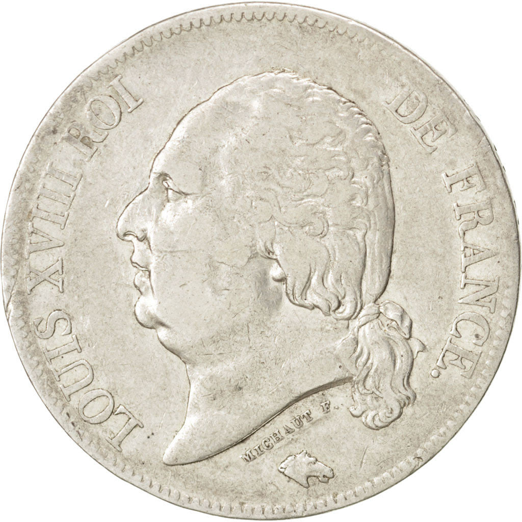 Moneda, Francia, Louis XVIII, Louis XVIII, 5 Francs, 1817, Paris, BC+, Plata