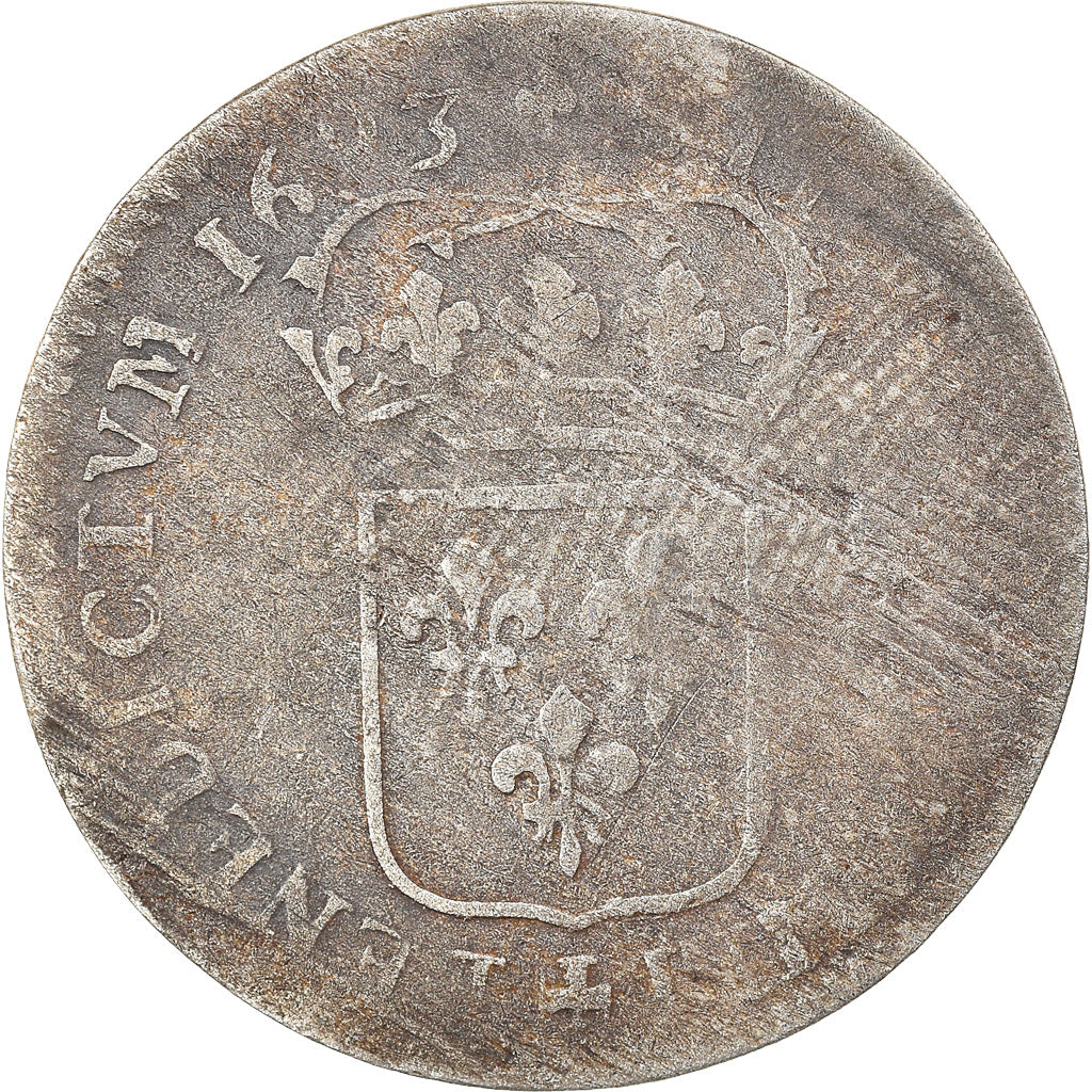 Moneta, Francia, Louis XIV, Quinzain aux 8 L, 1693, Lille, Rare, MB, Biglione