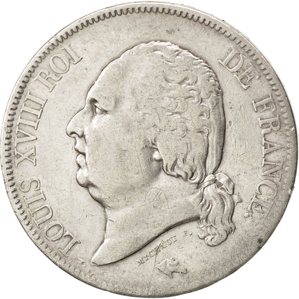 FRANCE, Louis XVIII, 5 Francs, 1816, Paris, KM #711.1, VF(30-35), Silver,...