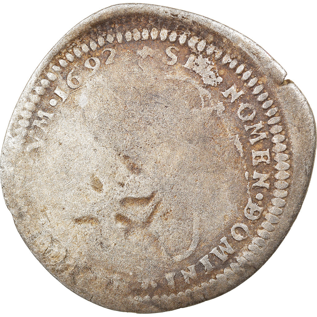Monnaie, France, Louis XIV, Quinzain aux 8 L, 1692, Atelier incertain, B+
