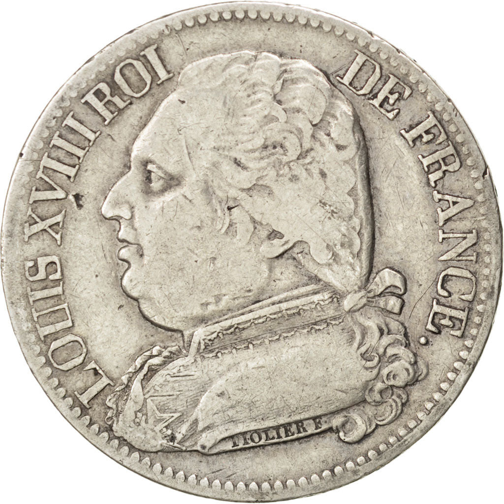 Moneta, Francja, Louis XVIII, Louis XVIII, 5 Francs, 1814, Bordeaux, VF(30-35)