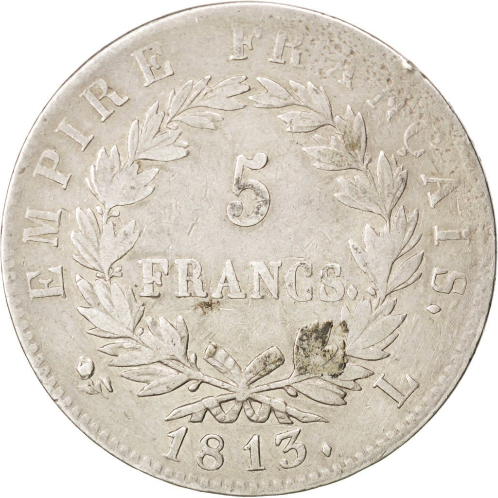 FRANCE, Napoléon I, 5 Francs, 1813, Bayonne, KM #694.9, VF(20-25), Silver, G...