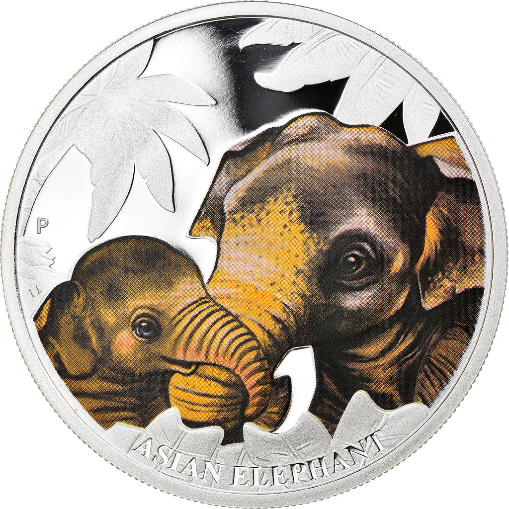 Coin, Tuvalu, Asian Elephant, 50 Cents, 2014, 1/2 Oz, MS(65-70), Silver