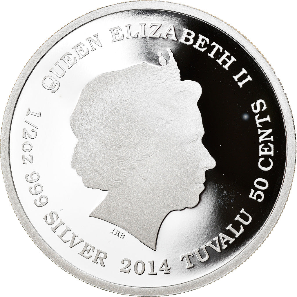 Coin, Tuvalu, Asian Elephant, 50 Cents, 2014, 1/2 Oz, MS(65-70), Silver