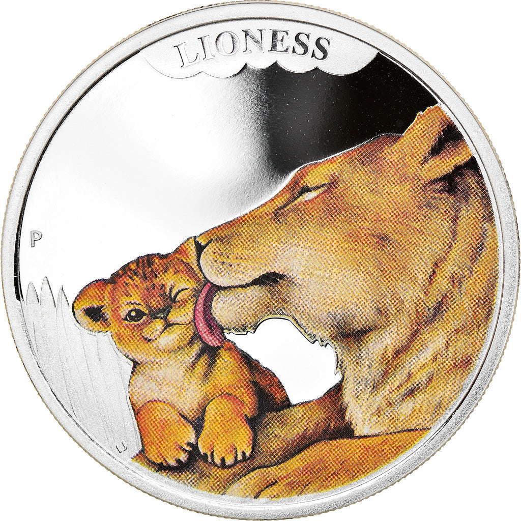 Monnaie, Tuvalu, Mother's Love - Lioness, 50 Cents, 2014, 1/2 Once, FDC, Argent